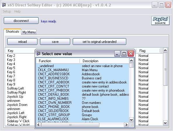 x65 Direct Softkey Editor: скриншот 1