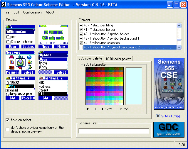 S55 Colour Scheme Editor: скриншот 1